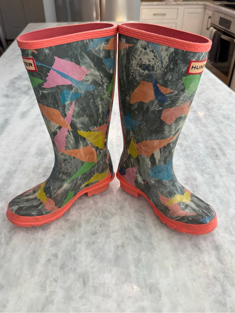 Hunter Kids' Original Storm Multicolor Camo Rain Boots Rhythmic Trim